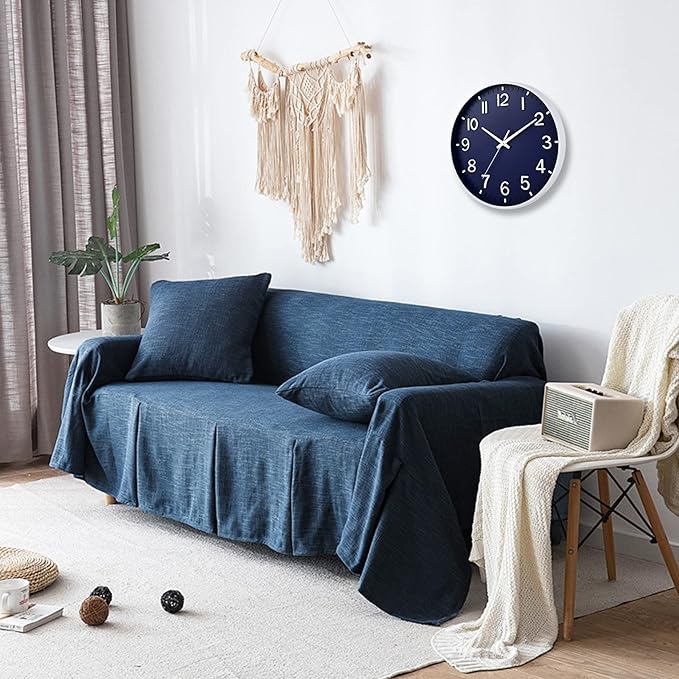HZDHCLH Navy Blue Wall Clocks Battery Operated,12 inch Silent Non Ticking Modern Wall Clock for Living Room Bedroom Kitchen Office Classroom Decor