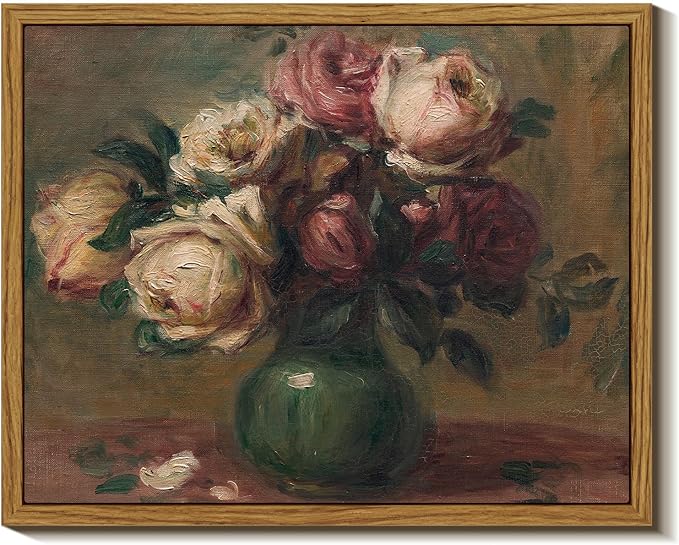 InSimSea Framed Wall Art for Living Room Rose Flower Valentine Decor Mid Century Modern Wall Decorations Vintage Floral Wall Art for Bedroom Farmhouse Kitchen Office Bathroom Decor 8x10in