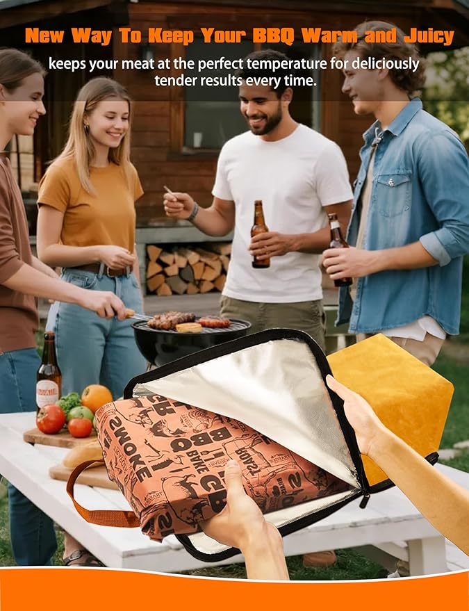 BBQ Blanket for Insulated Resting Meat– Reusable Smoker Grilling Meat Thermal Bag with Wide Mouth for Large BBQ Cuts like Brisket, Pork Shoulders, and Turkeys(XL,21in)