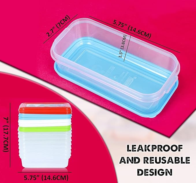 ARSUK Small Food Containers with Lids 8oz/250ml (8 Pack) - Mini Plastic Storage Containers for Snacks, Meal Prep and Lunch - Reusable, Leakproof, Airtight - Microwave and Freezer Safe