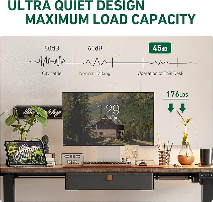 FEZIBO 40 x 24 Inches Standing Desk with Drawer, Adjustable Height Electric Stand up Desk with Storage, Sit Stand Home Office Desk, Ergonomic Computer Desk, Rustic Brown