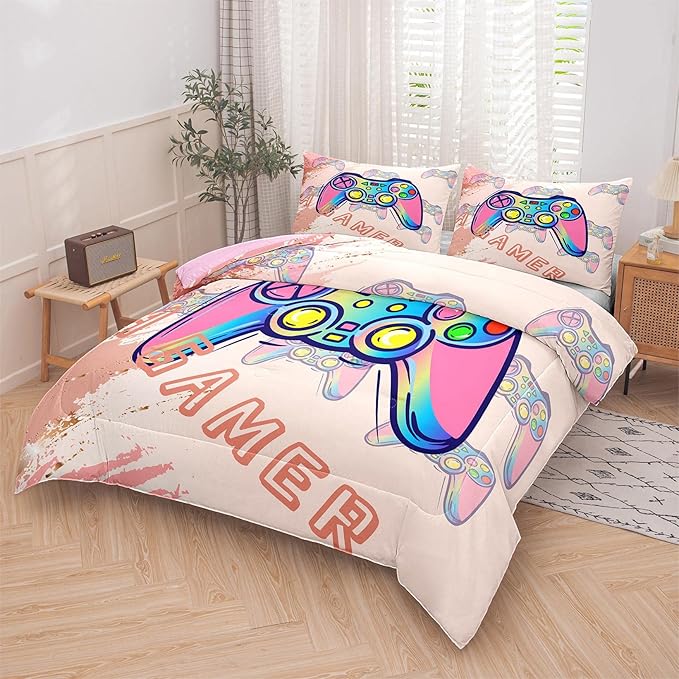 Tailor Shop Gamer Bedding Sets for Boys,Gaming Bed Set for Kids Girls Teen,Gaming Comforter Full Size,Gaming Bedding Set All Season with 1 Comforter and 2 Matching Pillowcase…