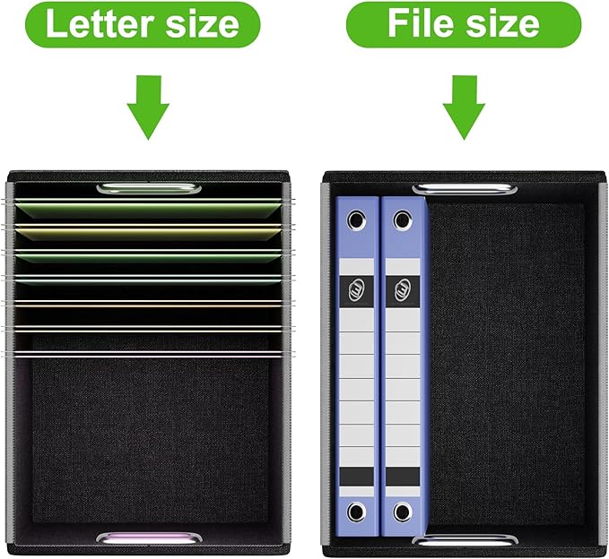 Huolewa File Organizer Box with Lid, Collapsible Faux Leather Document Organizer, Hanging File Folder Box with Plastic Slide, Decorative Filing Boxes Cabinet for File and Folders Storage(Green)