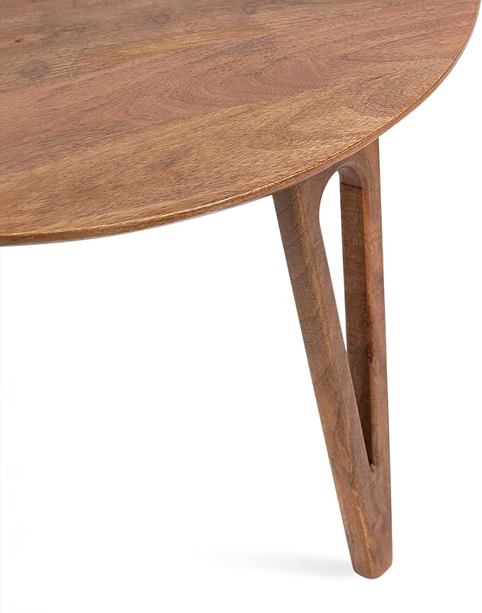 Kate and Laurel Kershaw Mid-Century Modern Round Coffee Table, 30 x 30 x 19, Walnut Brown, Transitional Circle Living Room Table with Solid Mango Wood Construction and Tapered Hairpin Legs