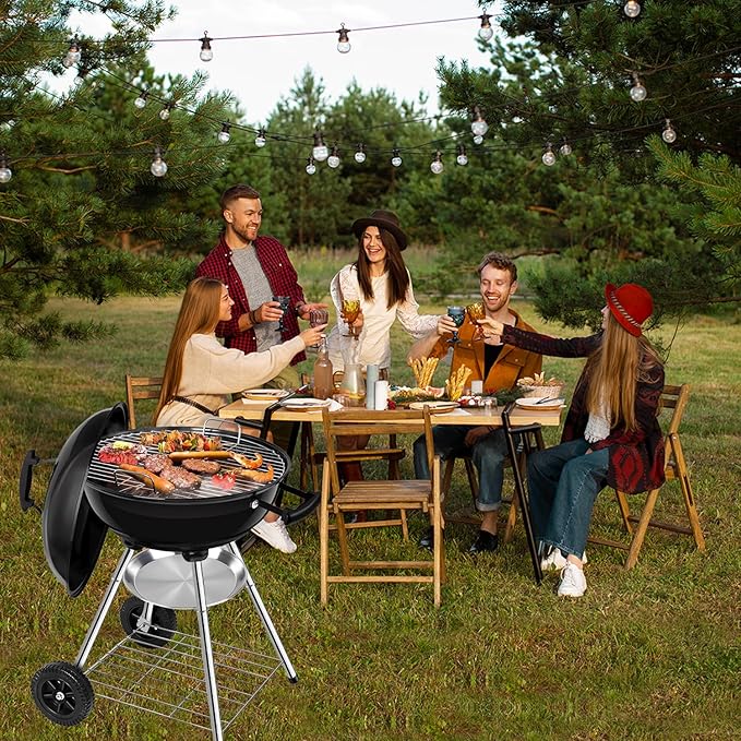 2 Pack 11.8" Ash Catcher Pans with Clips for Weber 18" 22" Kettle Grill, Heavy-Duty Metal Ash Pan Replacement for Charcoal Grill, BBQ, Campfire, Fireplace