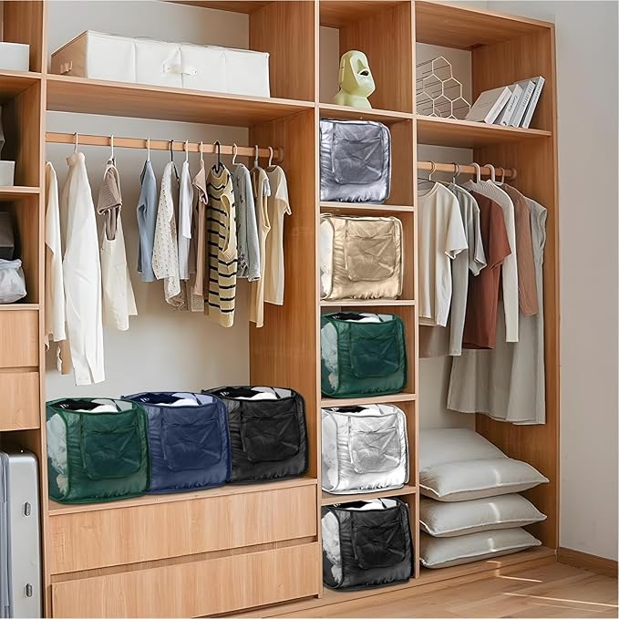 2 Pack Closet Storage Bins, Storage Containers for Closets, Fabric Closet Bins for StorageDecorative ,Collapsible Baskets for Organizing Clothes Toy Nursery (Beige/Gray)