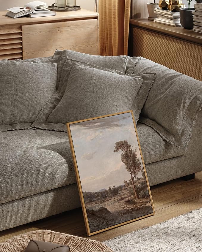 InSimSea Framed Wall Art for Living Room Classical Landscape Canvas Prints Room Decor Rustic Countryside Scenery Artworks Bathroom Pictures Wall Decorations Farmhouse Office Home Wall Decor 16x24in