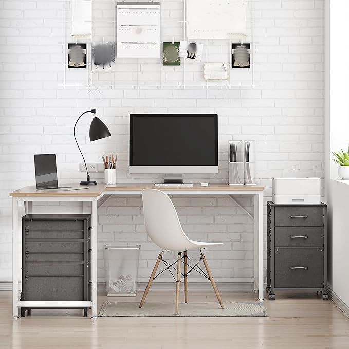 Raybee 3 Drawer File Cabinet Printer Stand Filing Cabinet Rolling File Cabinets for Home Office Fabric Vertical Office Storage Cabinet Fits A4, Legal, Letter Size, 16.7" D*16" W*26.8" H, Black