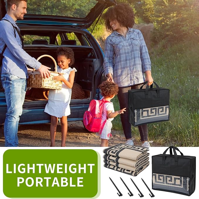 Outdoor Rug 6x9 ft Waterproof, Reversible Outdoor Plastic Straw Rug for Patios Clearance, Outdoor Area Rug Carpet RV Mat for Camping Backyard Deck Porch