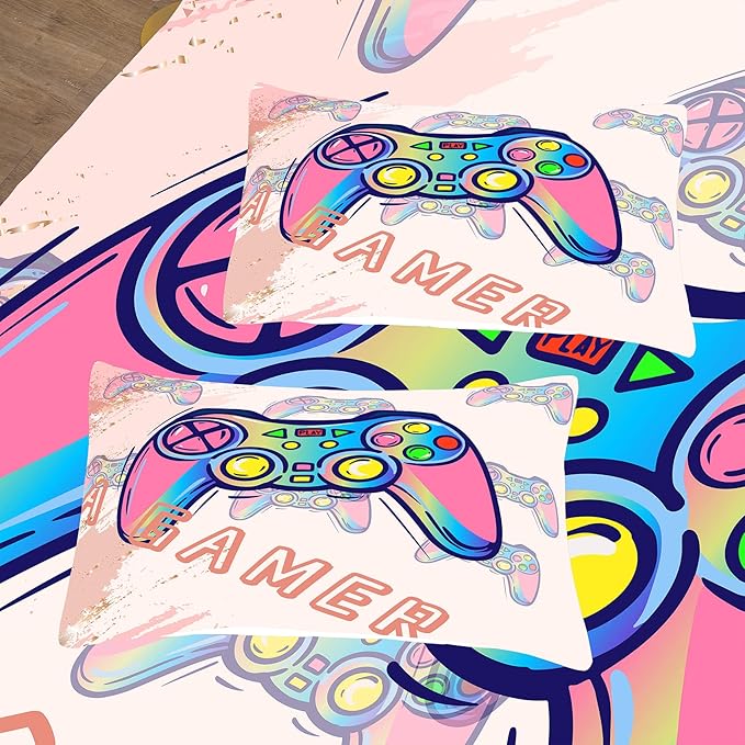 Tailor Shop Gamer Bedding Sets for Boys,Gaming Bed Set for Kids Girls Teen,Gaming Comforter Full Size,Gaming Bedding Set All Season with 1 Comforter and 2 Matching Pillowcase…