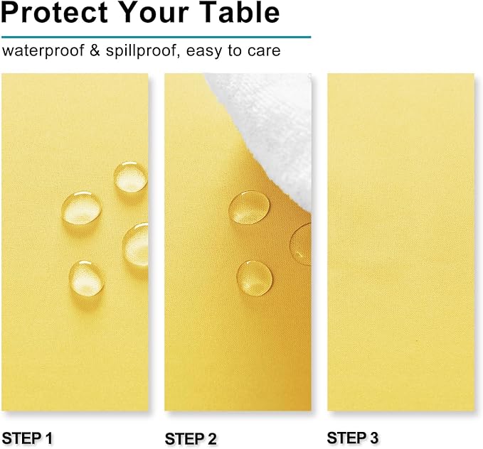 Hiasan Waterproof Tablecloth Rectangle - Washable Fabric Table Cloth for Dining Room Kitchen Birthday Party and Outdoor Use, Yellow, 54 x 120 Inch