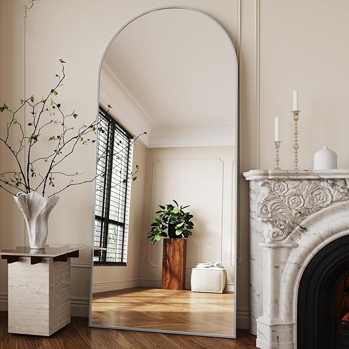 34"x76"Standing Mirror Full Length,Nano Glass Large Mirror Full Length, Arched Floor Mirrors,Silver Mirror,Tall Mirrors Full Body