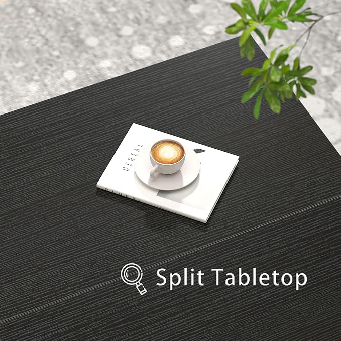 FOLUBAN Black Coffee Table, Modern Square Center Table for Living Room, Industrial Rustic Wood and Metal Cocktail Tea Table, 31.5 Inch