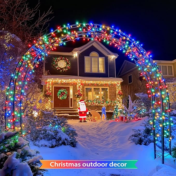 JMEXSUSS 2 Pack Solar Christmas Lights Outdoor Waterproof, Total 400LED 151FT Multi Colored Christmas Lights, 8 Modes Solar String Lights for Outside Tree Patio Garden Xmas Christmas Decorations