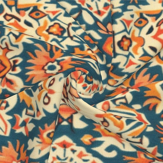 Navy Blue Orange Carpet Pattern Pillow Covers 20x20 Inch Set of 2, Boho Ethnic Style Fall Outdoor Decorative Throw Pillows Vintage Cushion Covers for Sofa Bed Couch Living Room Decor