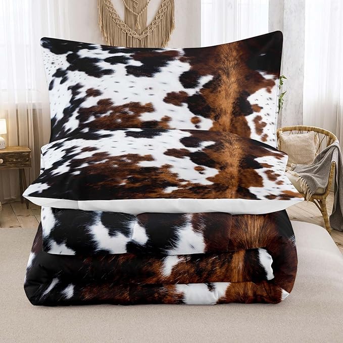 Tailor Shop Cow Print Bedding Set - King Size Cartoon Comforter Set for Kids Teens Boys Girls - 1 Comforter and 2 Pillowcases