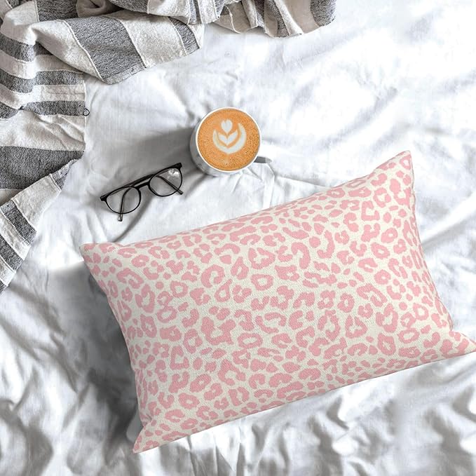 Leopard Print Pillow Covers 12x20 Pack of 2 Pink Animal Pattern Cheetah Decorative Throw Pillow Covers Outdoor Decor Boho Abstract Modern Pillowcase Farmhouse Lumbar Cushion Case for Home Sofa