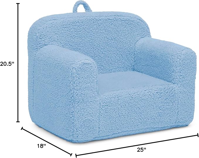 Delta Children Sherpa Cozee Chair - Foam Kids Chair for Ages 18 Months and Up, Powder Blue