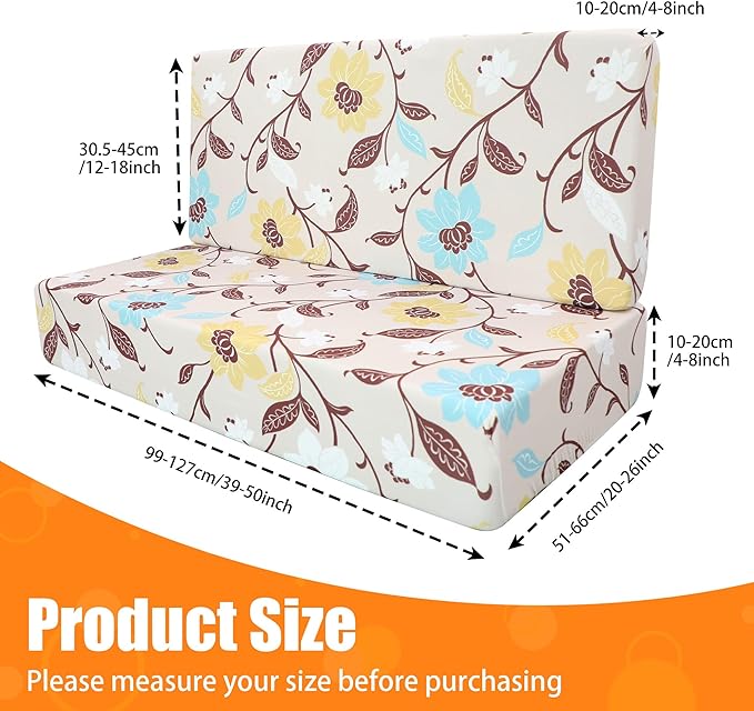 Rv Dinette Cushion Covers,Printing Stretchable Camper Cushion Cover,RV Cushion Slipcover,Rv Couch Cover Replacement for RV Camper Car Bench,2 Backrest Covers and 2 Bench Covers (Flower and leaf)