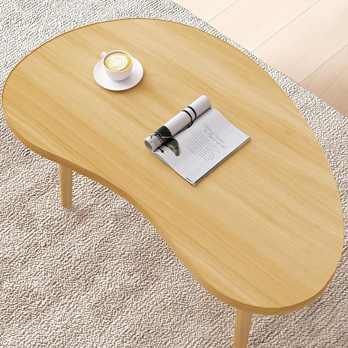 Mango Coffee Table Low Table with 4 Solid Wood Sturdy Legs, Floor Table Desk for Sitting on The Floor, Storage and Living Room Furniture (Natural)