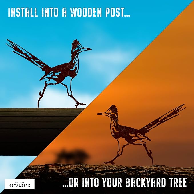 METALBIRD - Road Runner - Outdoor Tree Ornaments in Corten Steel - Metal Art Proudly Made in The USA