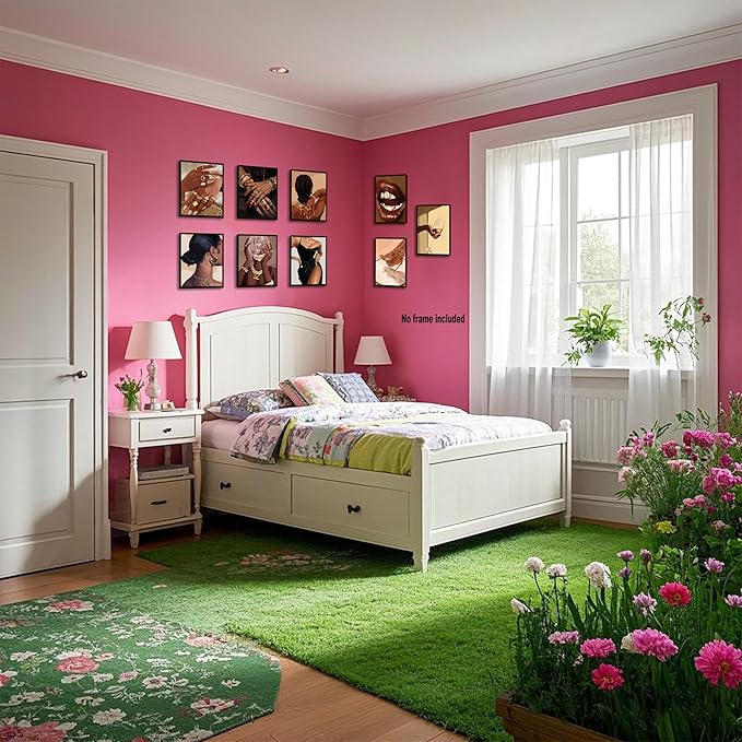 SEHSUVC Black Girl Posters Wall Art Set of 9, Abstract African American Woman Wall Decor Painting, Trendy Boho Artwork Aesthetics Prints for Living Room Bedroom Home Decor Unframed 8x10In