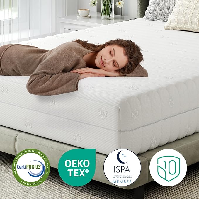 Novilla 10 Inch Queen Mattress,Comfort Foam Mattresses with Air Cutting Design & Breathable Cover for Cooling Night Sleep & Pressure Relief, CertiPUR-US Certified Queen Mattress in a Box,