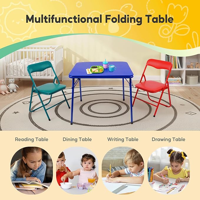 HealSmart Folding Table for Kids, Toddler Table with Padded Top - Foldable, Portable, and Durable Design, Ideal for Playtime, Crafts, and Activities, Compact and Easy Storage Solution, Blue