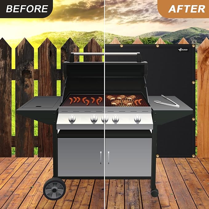 FLASLD Heat Shield Behind Grill, Fireproof Cover and Screen Protect Deck Railing from Grill, BBQ Fence Heat Shield for Wood Stove, Deck Railing Protector for Grill, Fireplace