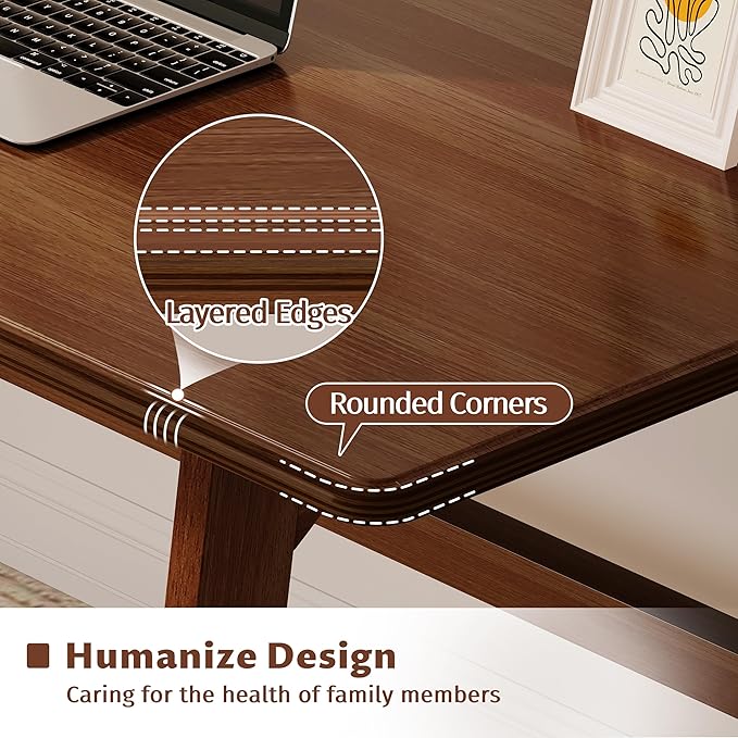 IOTXY Solid Wood Writing Table - 48" W x 24" D Minimalist Computer Desk for Home Office, Work, Study, Creativity, and PC Workstation, Walnut