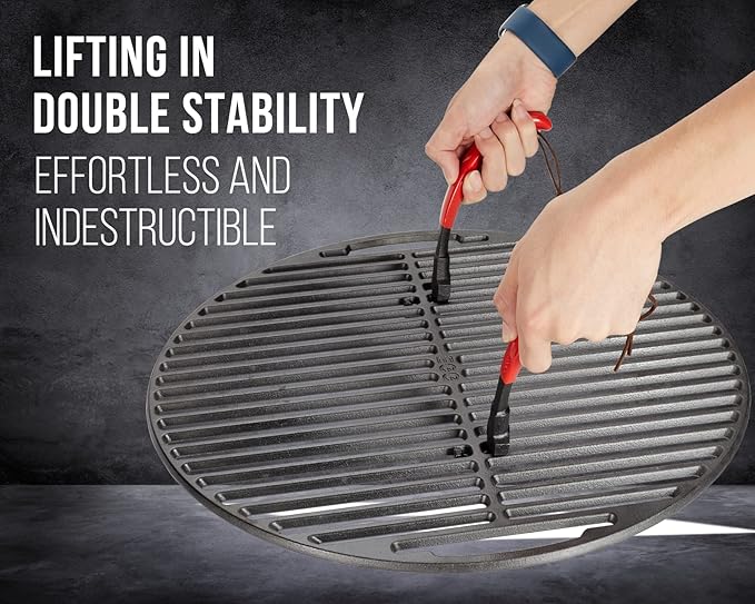 2Pack Cast Iron Grill Grate Lifter Tool, Cooking Grid Lifter - Universal Grill Lifter Gripper for Most Charcoal Grills and Gas Grills, Easily Moves and Lifts Cast Iron & Stainless Grates…