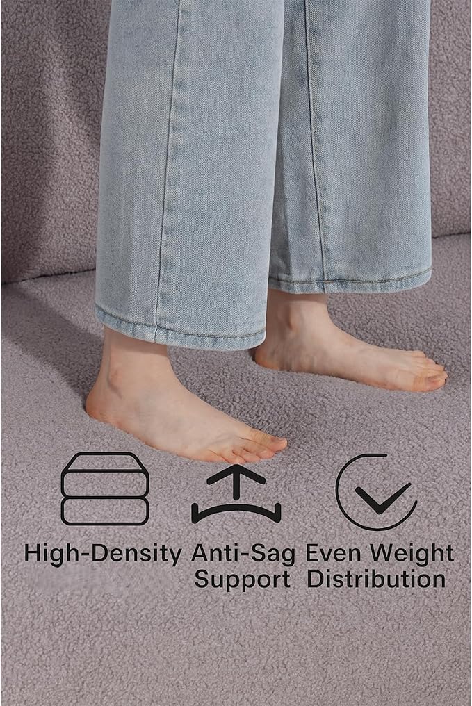 KEIKI L-Shape Cloud Sectional Sofa, 96” Modern Modular Boneless Couch with Left Chaise Lounge, Upholstered Couches for Living Room Bedroom, Light Grey