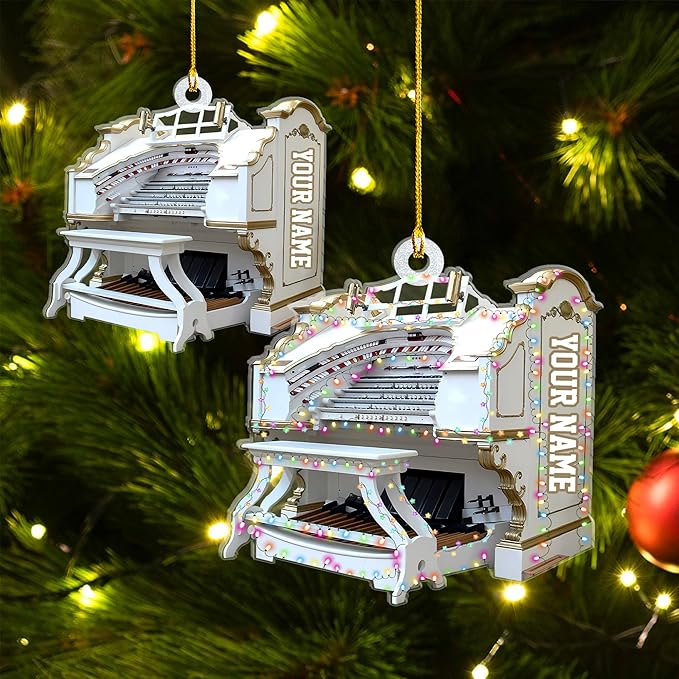 Mostefy Personalized Organ Christmas Ornament 2025, Custom Name Musical Instrument Holiday Decoration, Unique Pipe Organ Keepsake Gift for Musicians & Music Lovers (Organ2)