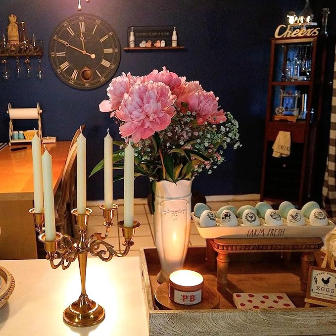 hjn White Vase for Flowers, Ceramic vase for Home Decor French Rustic Vase for Kitchen/Table/Living Room/Shelf/Mantel/Office-Height-11.6"