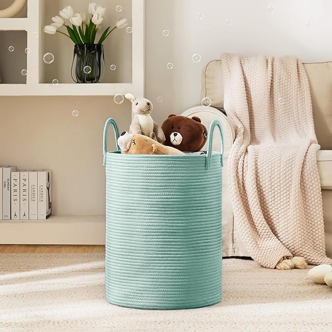 Laundry Hamper Basket, Woven 58L Tall Laundry Basket for Blanket Organizer- Nursery Hamper for Bedroom And Bathroom Storage