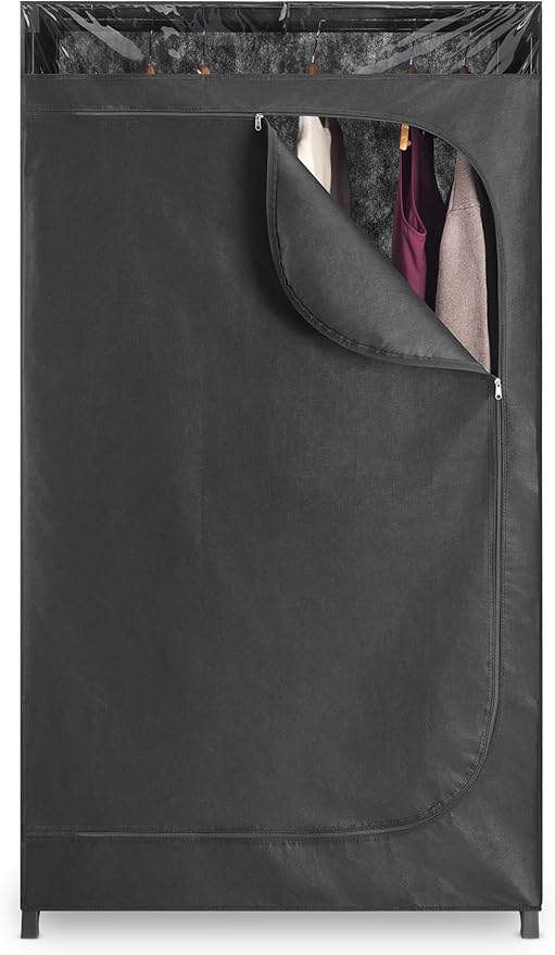 Whitmor Portable Clothes Closet - Freestanding Garment Organizer with Cover - 36 Inches Wide - Black