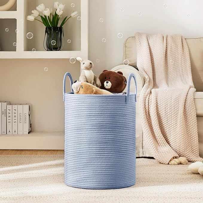 Laundry Hamper Basket, Woven 58L Tall Laundry Basket for Blanket Organizer- Nursery Hamper for Bedroom And Bathroom Storage