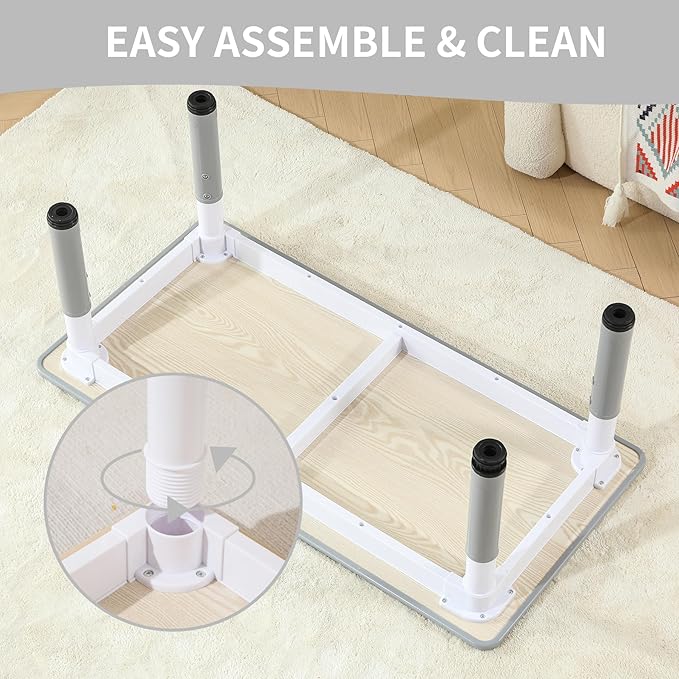 Kids Table and 4 Chairs Set, Height Adjustable Toddler Table and Chairs Set with Rubber Foot Covers, Graffiti Desktop Children Activity Table for Ages 2-10, Daycare, Classroom