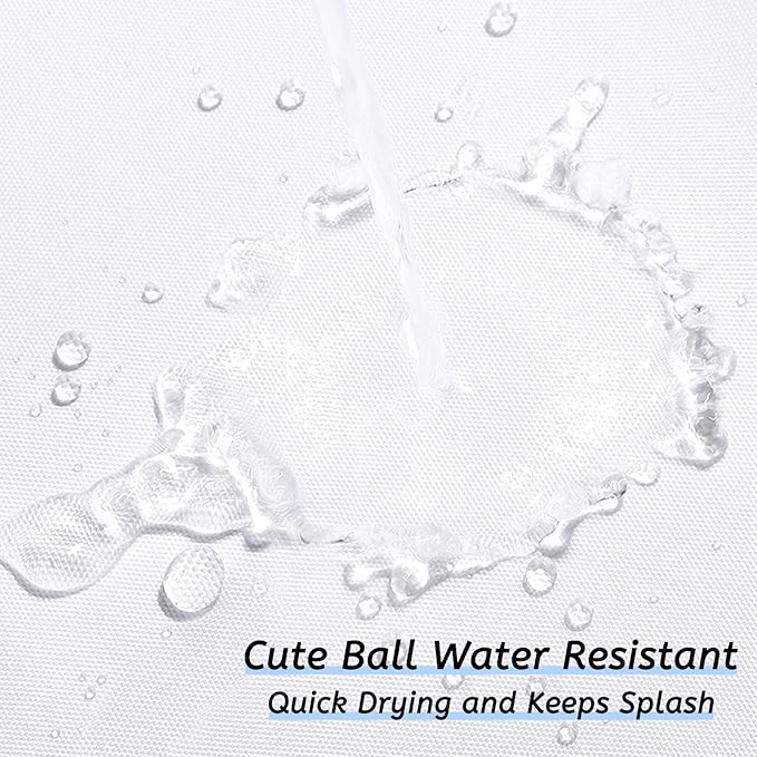 Extra Wide No Hook Shower Curtain,96 Inch Width White Fabric Shower Curtains with 12 Plastic Built-in Hooks,Waterproof & Machine Washable Hotel Style for Bathroom,96x72 Inch