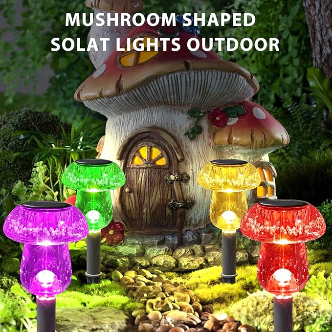 Solar Lights Outdoor, 16 Pack Mushroom Lights Outside Waterproof, Solar Powered LED Lighting for Garden, Yard, Landscape, Path, Pathway, Lawn, Walkway, Driveway, Backyard Decor (Multicolor)