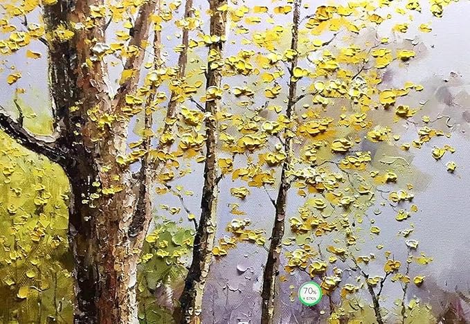 Tyed art- Contemporary Art Landscape Oil Painting On Canvas Abstract Textured Tree Painting hand-painted acrylic frame wall art Ready to hang 24x48inch
