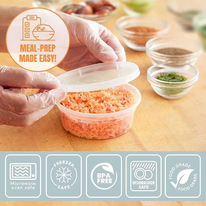 Galashield Deli Containers with Lids 8 oz. 16 oz. 32 oz. [30 Sets] Plastic Soup Containers with lids Deli Cups, To Go Food Containers