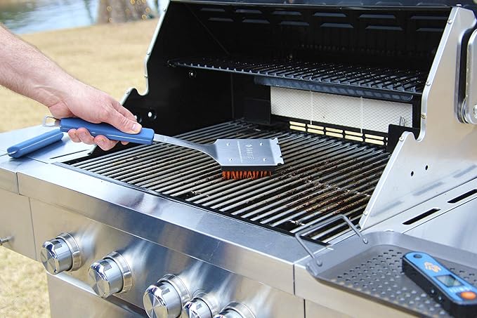 Ignite Stainless Steel Cool Grill Brush – Durable Grill Cleaner with Safe Nylon Bristles – No Wire Bristle Risk – Safe for Porcelain, Ceramic, Steel & Cast Iron Grates
