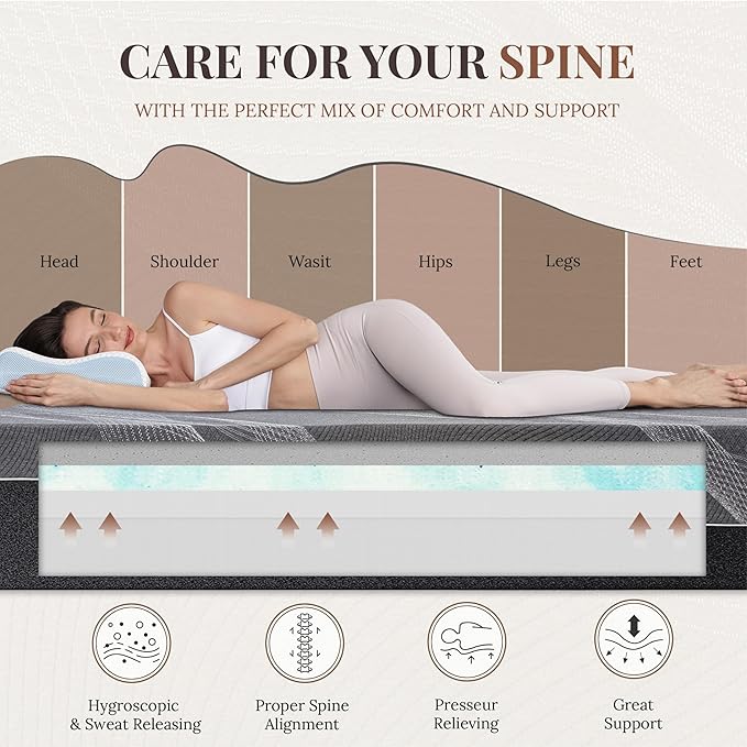 CH CHARME HOUSE 14 Inch Twin Mattress, Bamboo-Charcoal Memory Foam Mattress, Cooling & Pressure Relief, Bed in a Box, Foam Made in USA & CertiPUR-US Certified, 38"x75"x14", Black