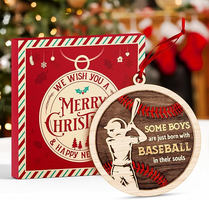 Baseball Ornaments for Christmas Tree - 2025 Signature Baseball Decor, Mini Sports Ornaments for Fanatics, Unique Player Ornament Gifts for Boys, Ideal Christmas Ornaments for Sport Enthusiasts