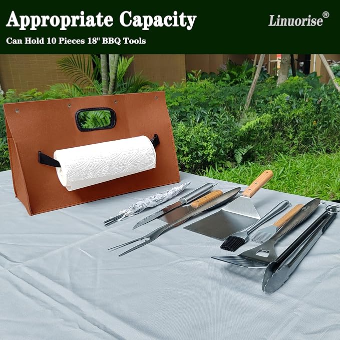 Grill Accessory Storage Bag; BBQ & Grill Tools Organizer; Men's BBQ Gifts(MaterialThickened Felt Cloth)
