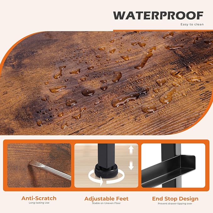 Sweetcrispy Dresser with 9 Drawers for Bedroom, Fabric Dresser Storage Tower, Chest of Drawers Organizer Unit, Storage Cabinet for Hallway, Closets, Steel Frame, Wood Top