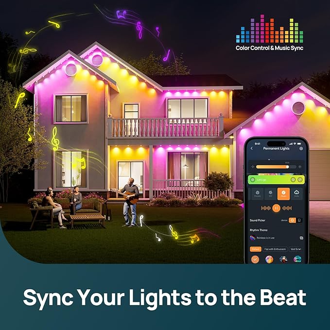 Linkind Permanent Outdoor Lights HP5,Smart AI RGBTW 100ft Christmas Lights Outdoor, 85 Scenes Modes for Daily Holiday Christmas Decorations,IP67 Waterproof, Works with Alexa,Google Assistant