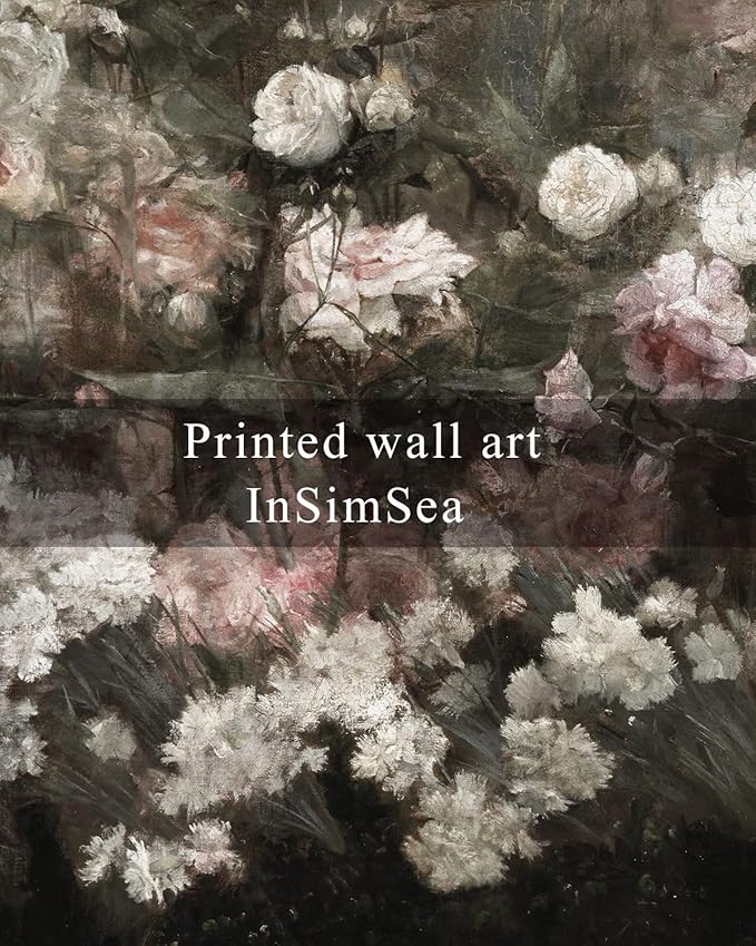 InSimSea Framed Canvas Wall Art Vintage Decor, Home Decor Garden in May Flower Large Art Aesthetic, Rustic Wall Decoration for Bedroom Living Room Bathroom, 16"x24"