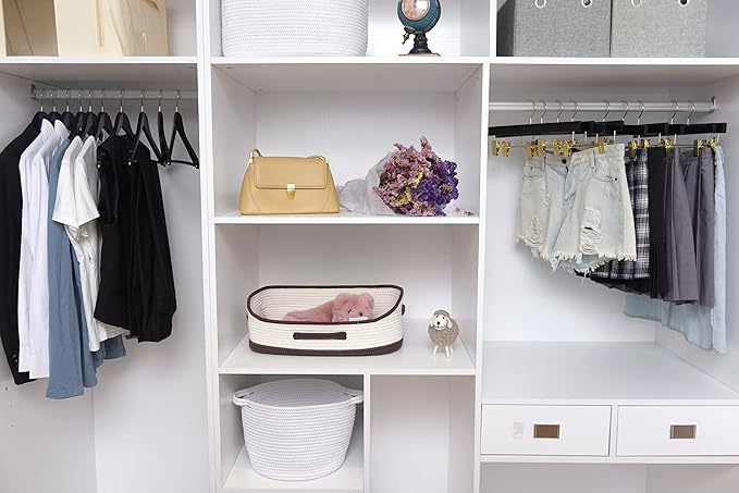 Quality Black Wooden Hangers - Slightly Curved Hanger Set of 80-Pack - Solid Wood Coat Hangers with Stylish Chrome Hooks -Heavy-Duty Clothes, Jacket, Shirt, Pants, Suit Hangers (Black - Gold Hook, 80)